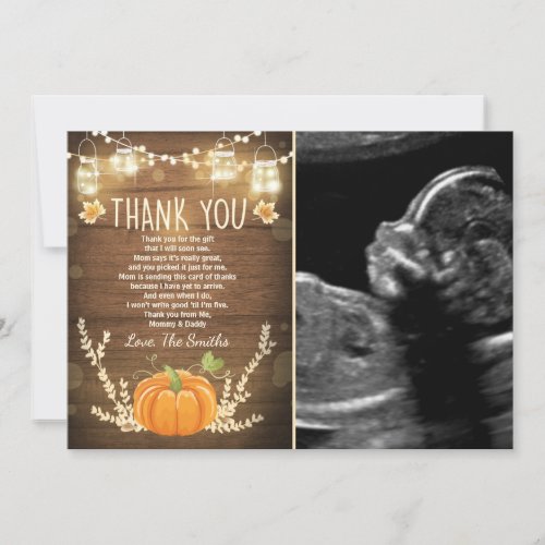 Pumpkin thank you card Rustic Fall Baby shower