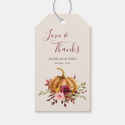 Pumpkin Thank you Gift Tags