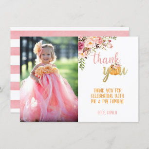 Pumpkin Thank You Photo Card - Floral Girl (St)