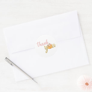 Pumpkin Thank You Sticker - Floral/Pink