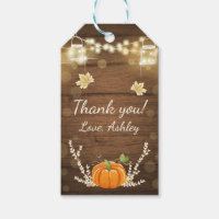 Pumpkin Thank You Tag Rustic Fall Wood Lights