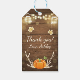 Pumpkin Thank You Tag Rustic Fall Wood Lights