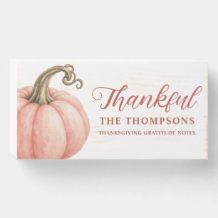 Pumpkin Thankful Family Gratitude Notes Wooden Box Sign