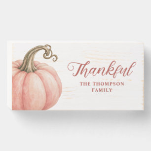Pumpkin Thankful Family Gratitude Notes Wooden Box Sign