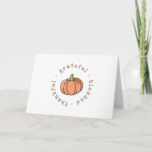 Pumpkin Thankful Grateful Blessed Family Photo Card