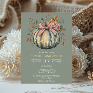 Pumpkin Thanksgiving Dinner Foil Invitation