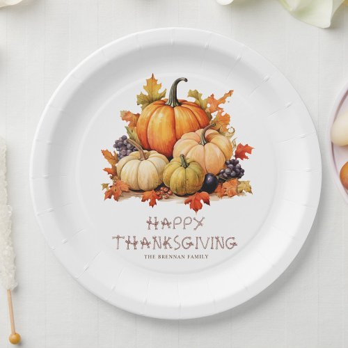 Pumpkin Thanksgiving Dinner Paper Plates