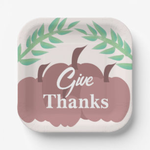 Pumpkin Thanksgiving Dinner Party Give Thanks Paper Plates