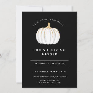 Pumpkin Thanksgiving Friendsgiving Black White  Invitation