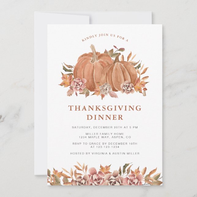 Pumpkin Thanksgiving Invitation (Front)