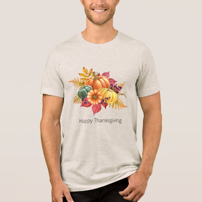 Pumpkin Thanksgiving Men's T-Shirt Tri-Blend Shirt (Front)