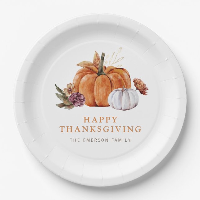 Pumpkin Thanksgiving Paper Plate (Front)