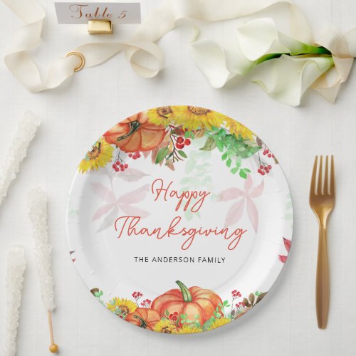 Pumpkin Thanksgiving Paper Plate