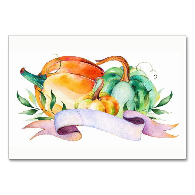 Pumpkin Thanksgiving Table Place Setting Card (Front)