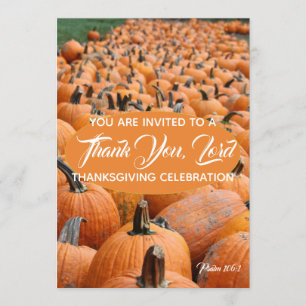 Pumpkin Thanksgiving THANK YOU LORD Celebration Invitation