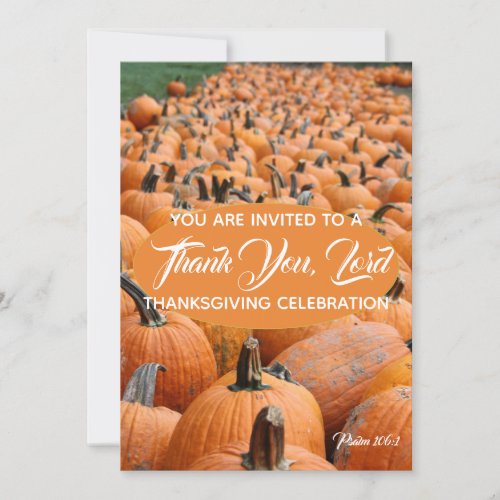 Pumpkin Thanksgiving THANK YOU LORD Celebration Invitation