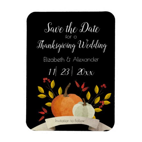 Pumpkin Thanksgiving Wedding Save the Date Blk Magnet