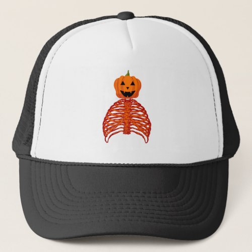pumpkin the skeleton halloween  trucker hat