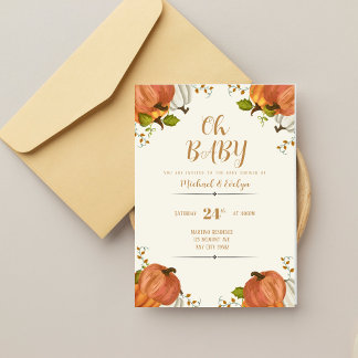 Pumpkin theme Baby Shower Invitation