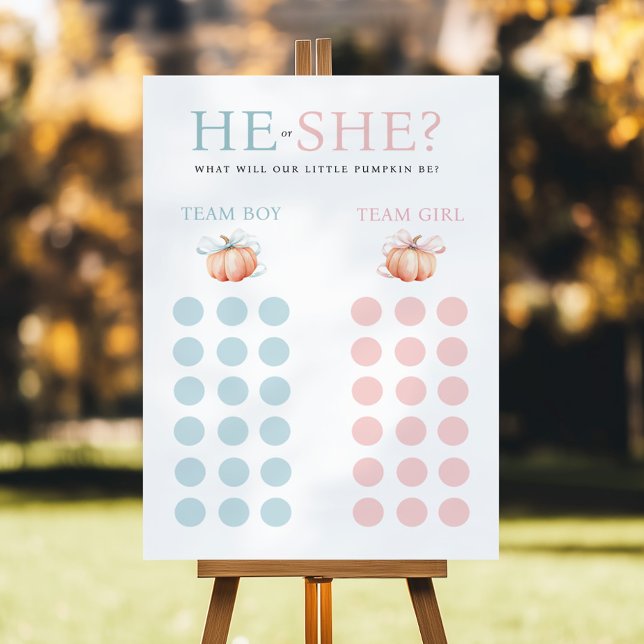 Pumpkin Theme Gender Reveal Voting Game Sign (Creator Uploaded)