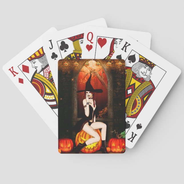 Pumpkin Throne Witch Poker Cards (Back)