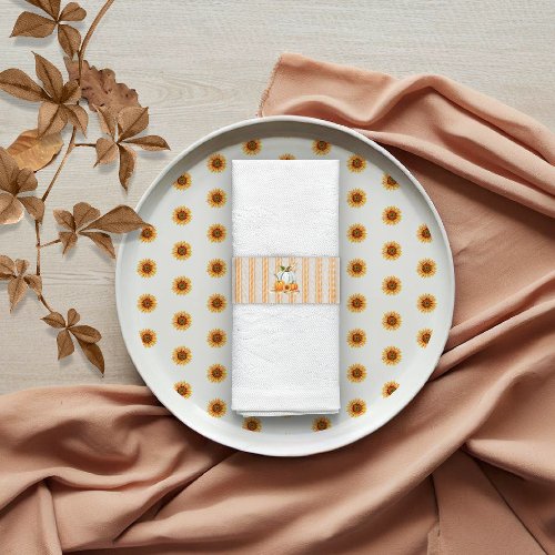 Pumpkin  Ticking Stripe Napkin Bands