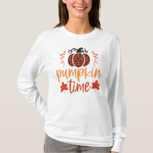 Pumpkin Time Autumn Leopard Print Floral T-Shirt