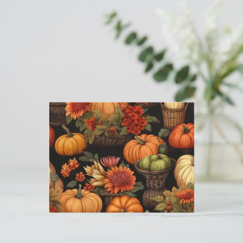 Pumpkin Time Colors of Autumn Postcard