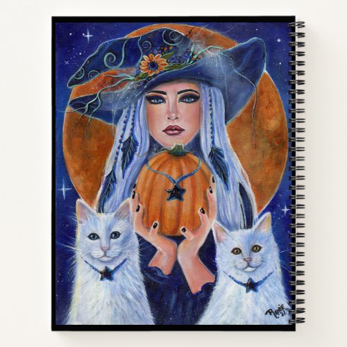 Pumpkin time Halloween witch by Renee Lavoie Notebook