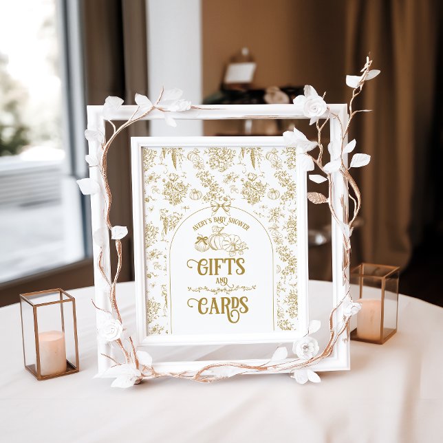 Pumpkin Toile Floral Neutral Baby Shower Gifts Poster (Creator Uploaded)