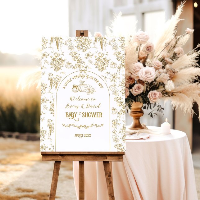 Pumpkin Toile Floral Neutral Baby Shower Welcome Foam Board (Creator Uploaded)