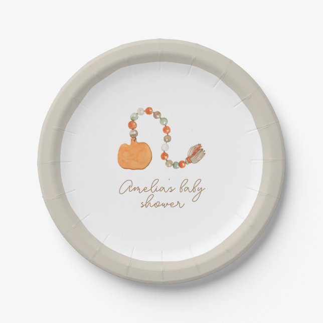 Pumpkin Toy Baby Shower Custom Paper Plates (Front)