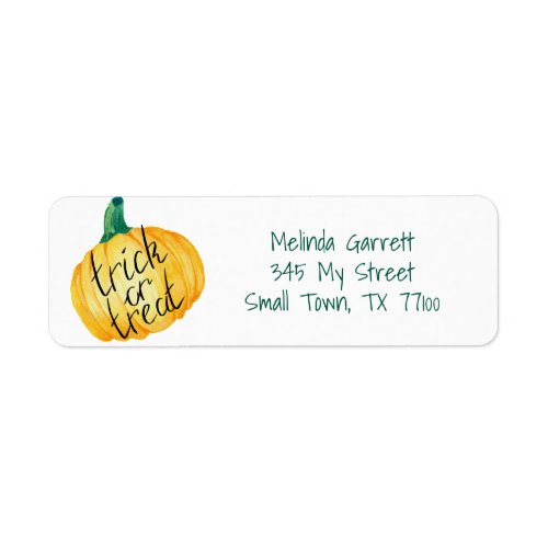 Pumpkin Trick or Treat Halloween Custom Address Label