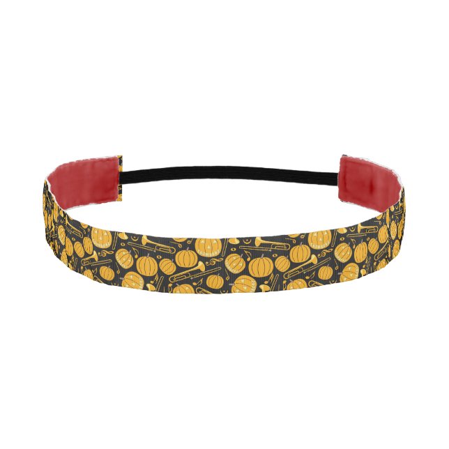 Pumpkin Trombone Music Notes Athletic Headband (Front)