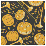 Pumpkin Trombone Music Notes Fabric