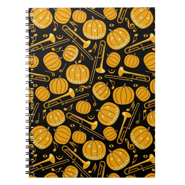 Pumpkin Trombone Music Notes Notebook (Front)