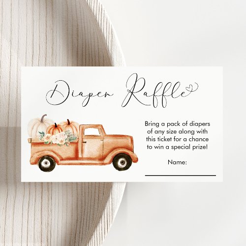 Pumpkin Truck Autumn Baby Shower Diaper Raffle Enclosure Card