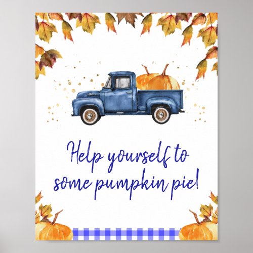 Pumpkin Truck Autumn Foliage Birthday Party Sign