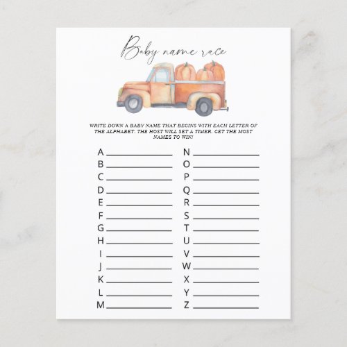 Pumpkin truck _ Baby name race game