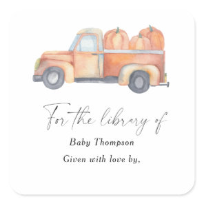 Pumpkin truck - Baby Shower bookplate