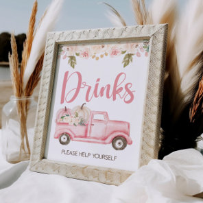 Pumpkin Truck Baby Shower Drinks Sign