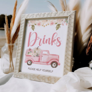 Pumpkin Truck Baby Shower Drinks Sign