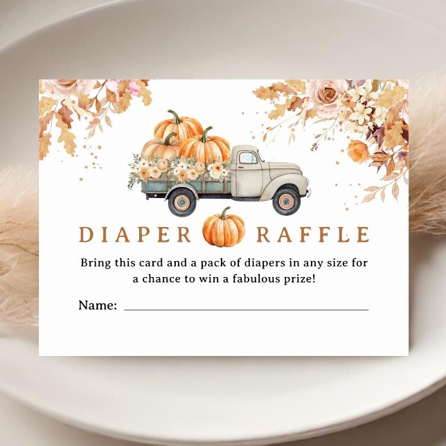 Pumpkin Truck Baby Shower Fall Diaper Raffle Enclosure Card (Creator Uploaded)