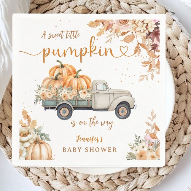 Pumpkin Truck Baby Shower Fall Party Paper Napkins (Creator Uploaded)