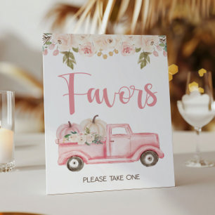 Pumpkin Truck Baby Shower Favors Sign