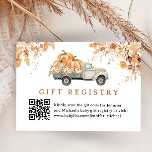 Pumpkin Truck Baby Shower Gift Registry Card