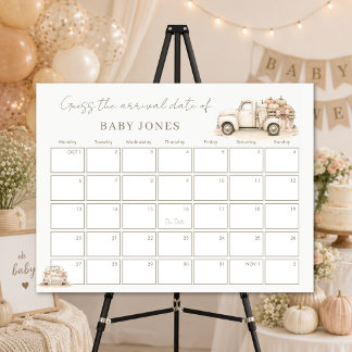 Pumpkin Truck Baby Shower Guess The Arrival Date Foam Board