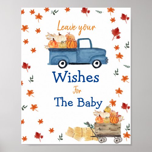 Pumpkin Truck Baby Shower Wishes for Baby Sign