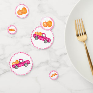 Pumpkin Truck Birthday Confetti - Pink Truck