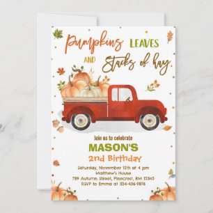 Pumpkin Truck Birthday Party Fall Pumpkin Birthday Invitation